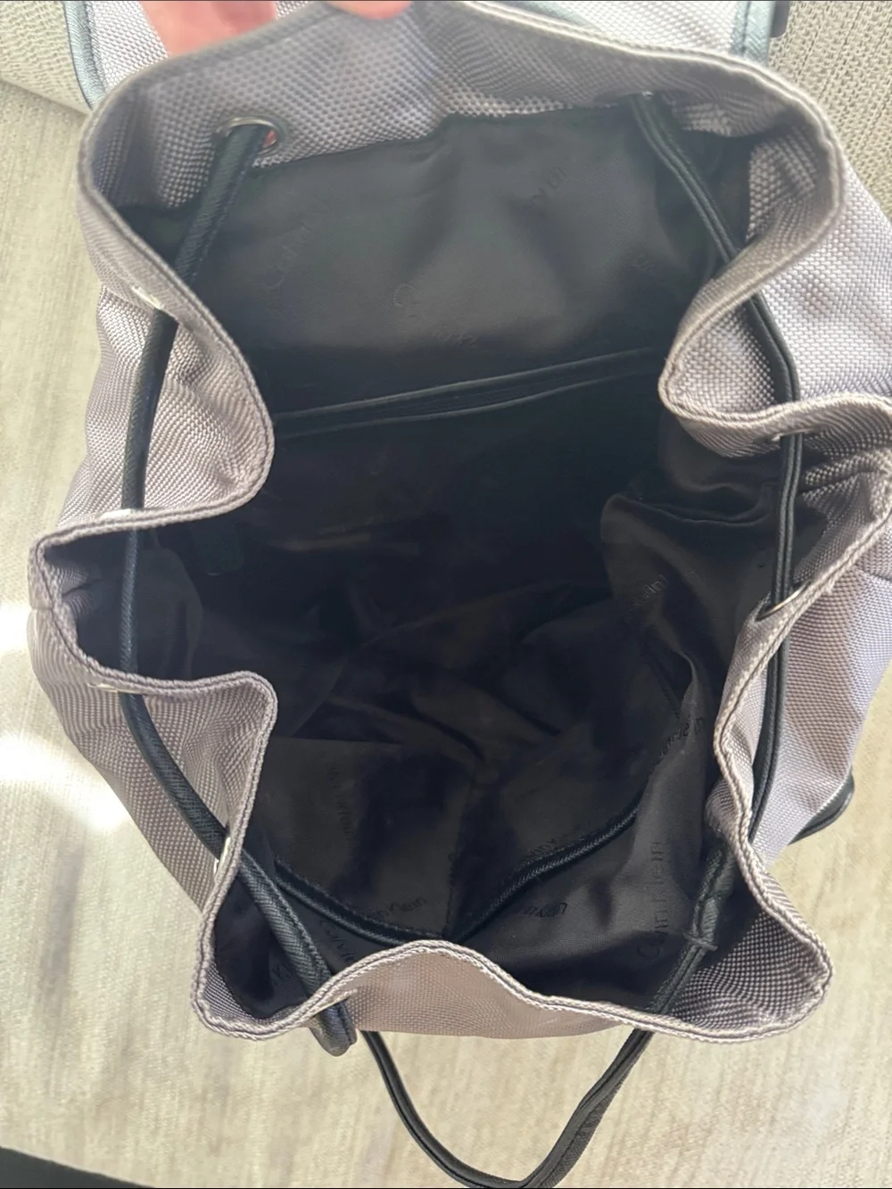 Calvin Klein Light Gray Backpack with Black Trim